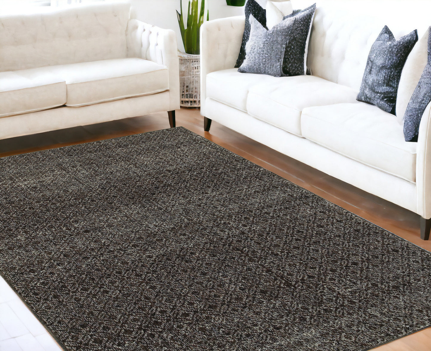 5' X 7' Gray Geometric Power Loom Area Rug