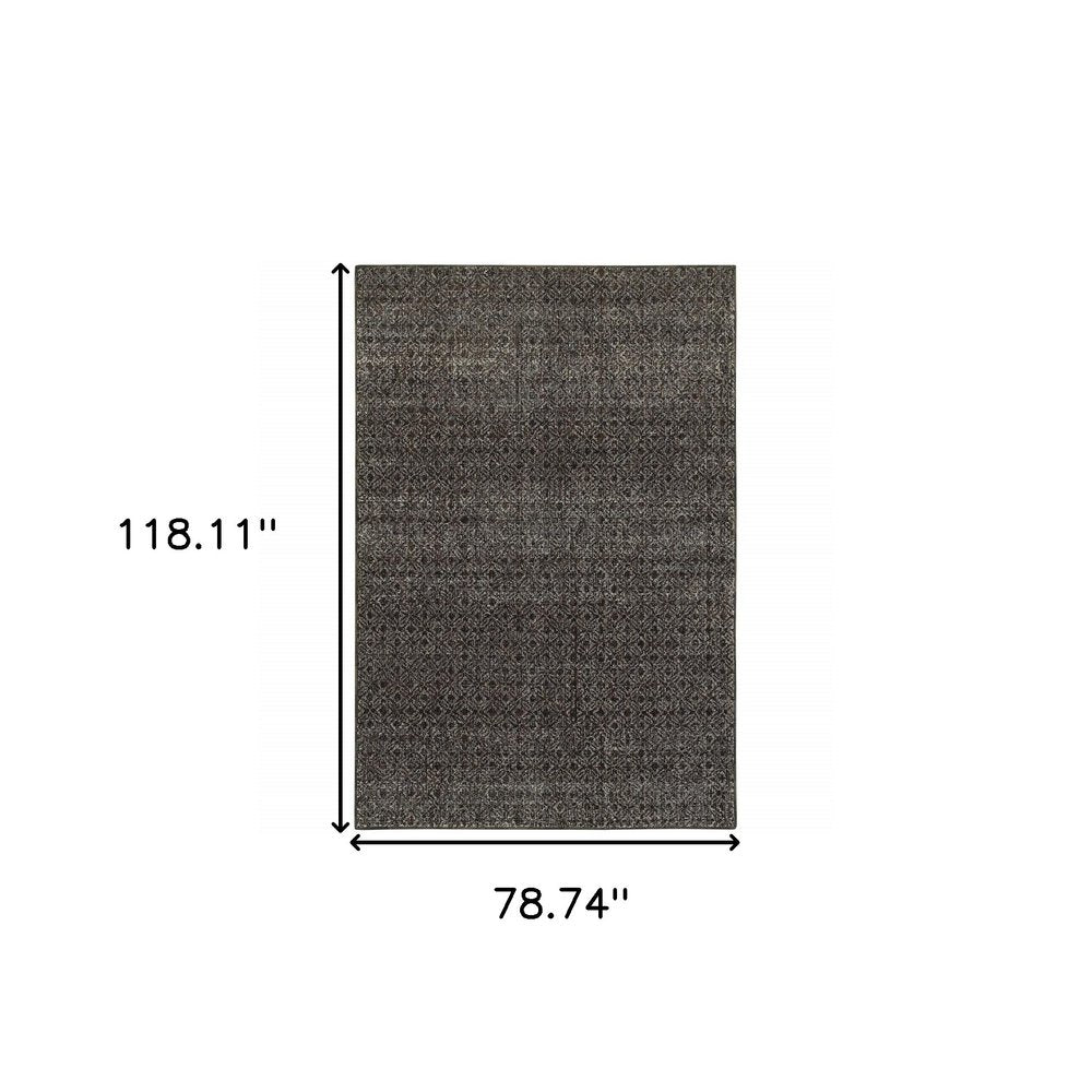 7' X 10' Gray Geometric Power Loom Area Rug