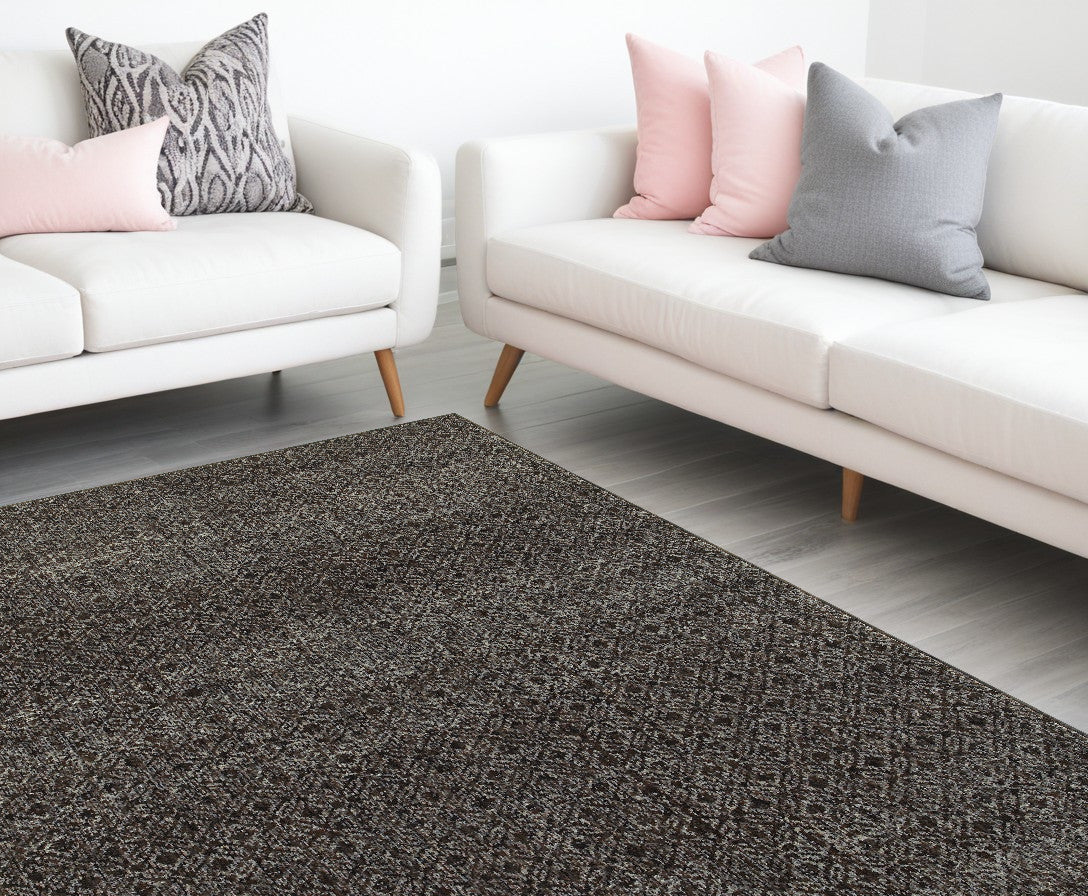 9' X 12' Gray Geometric Power Loom Area Rug