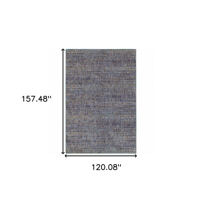 10' X 13' Blue and Ivory Power Loom Area Rug