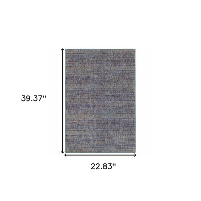 2' X 3' Blue and Ivory Power Loom Area Rug