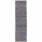 8' Blue And Ivory Runner Rug