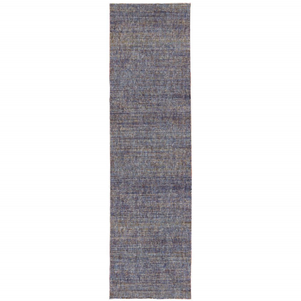 8' Blue And Ivory Runner Rug