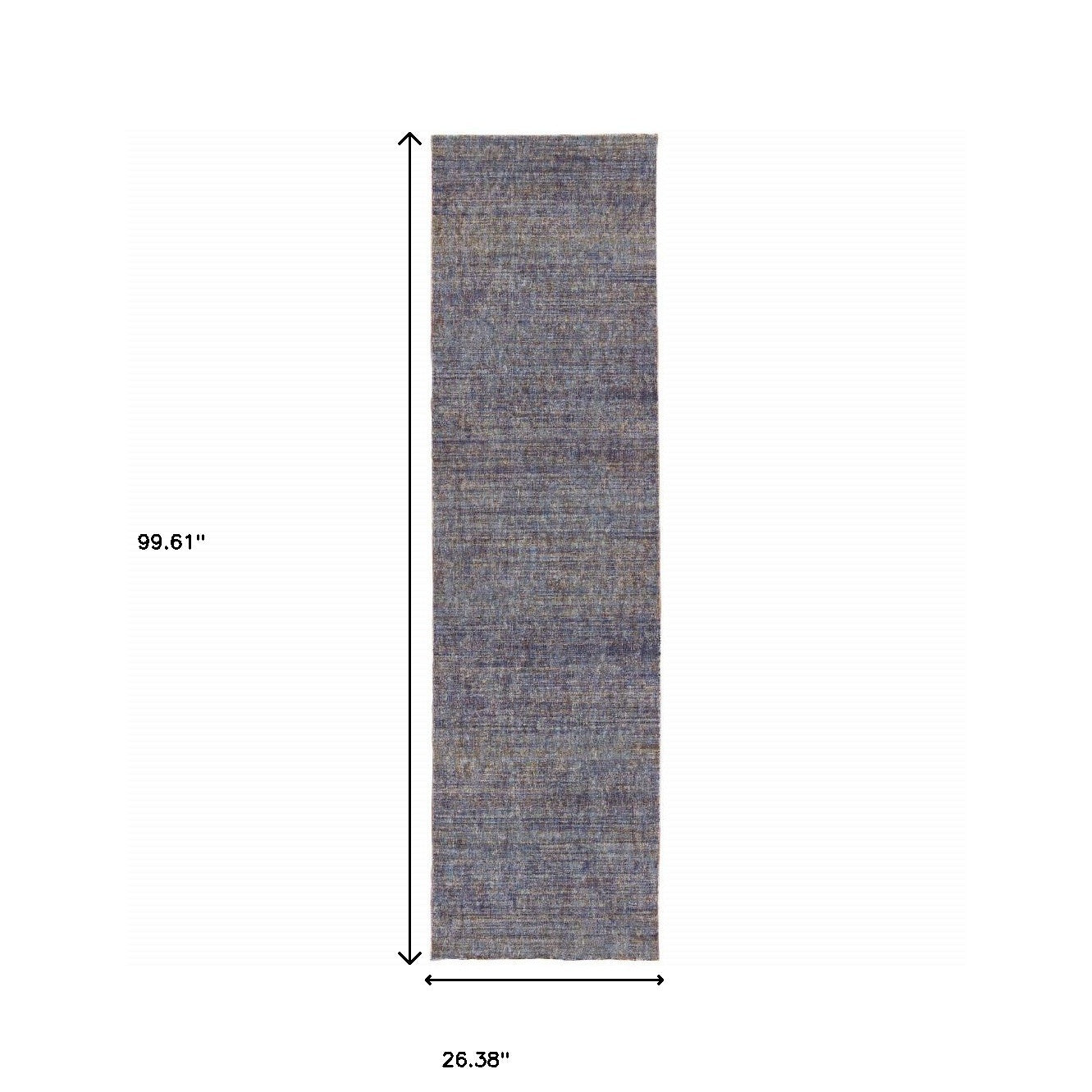 8' Runner Blue and Ivory Power Loom Runner Rug