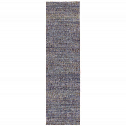 12' Purple And Gray Distressed Runner Rug