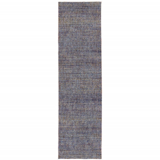 12' Purple And Gray Distressed Runner Rug