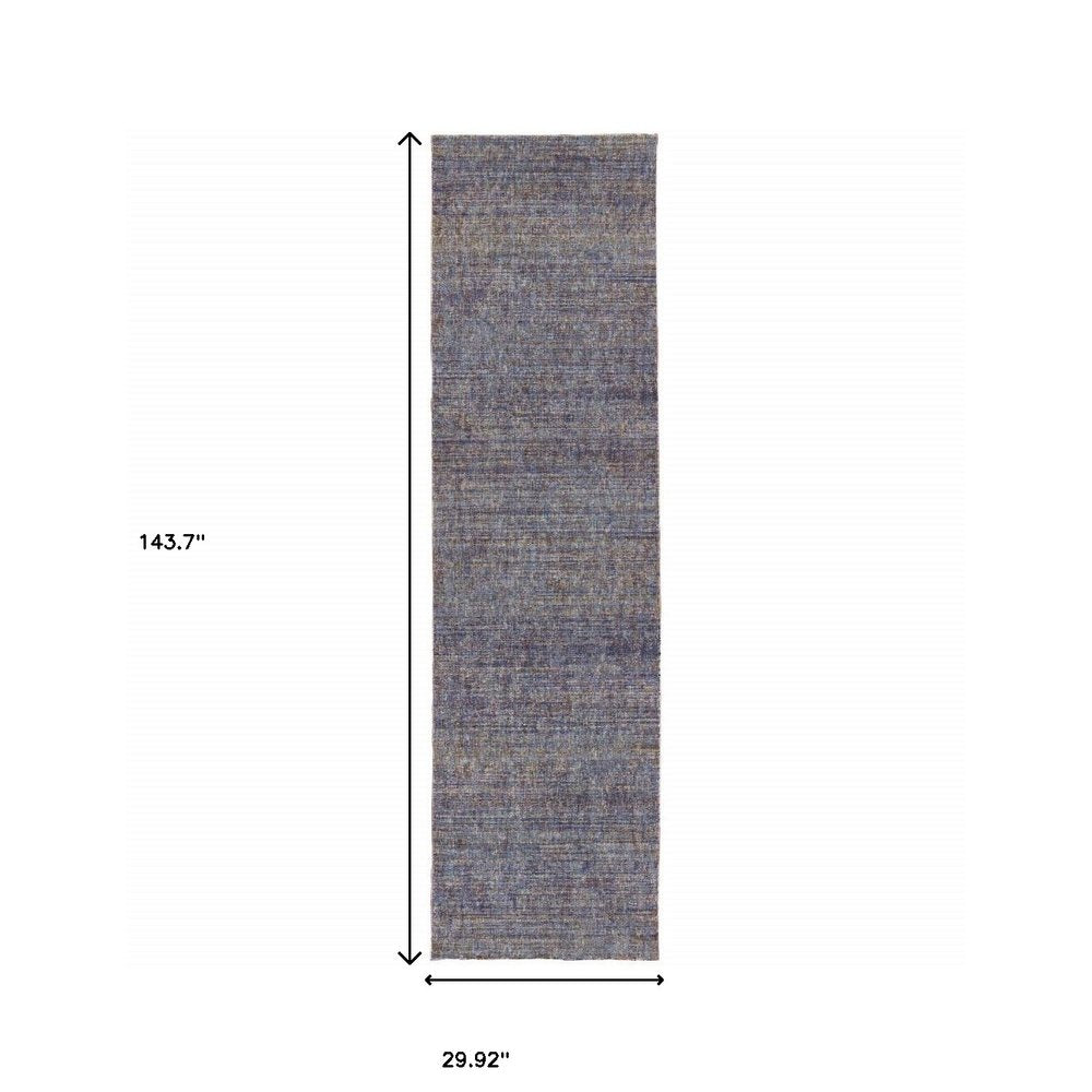 12' Purple And Gray Distressed Runner Rug