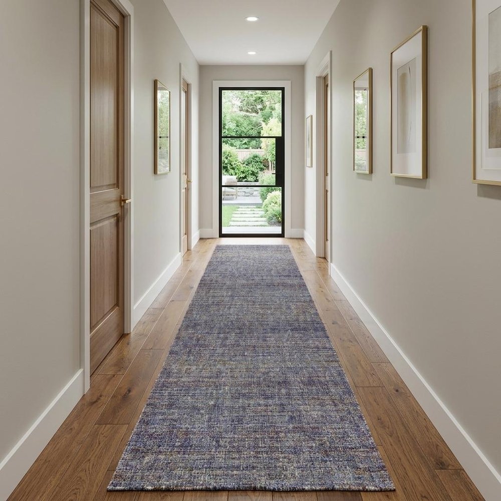 12' Purple And Gray Distressed Runner Rug