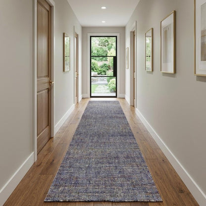 12' Purple And Gray Distressed Runner Rug