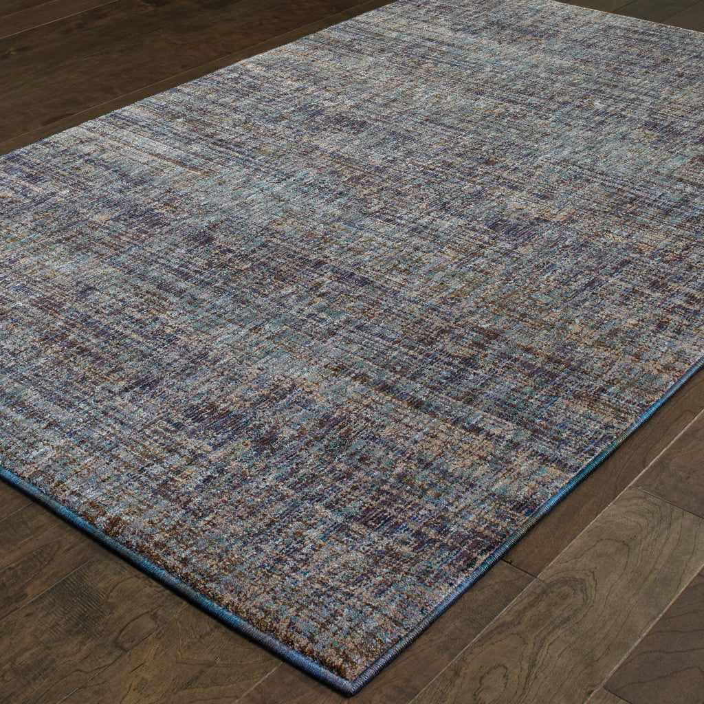 5' X 7' Blue and Ivory Power Loom Area Rug