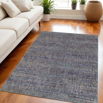 5' X 7' Blue and Ivory Power Loom Area Rug