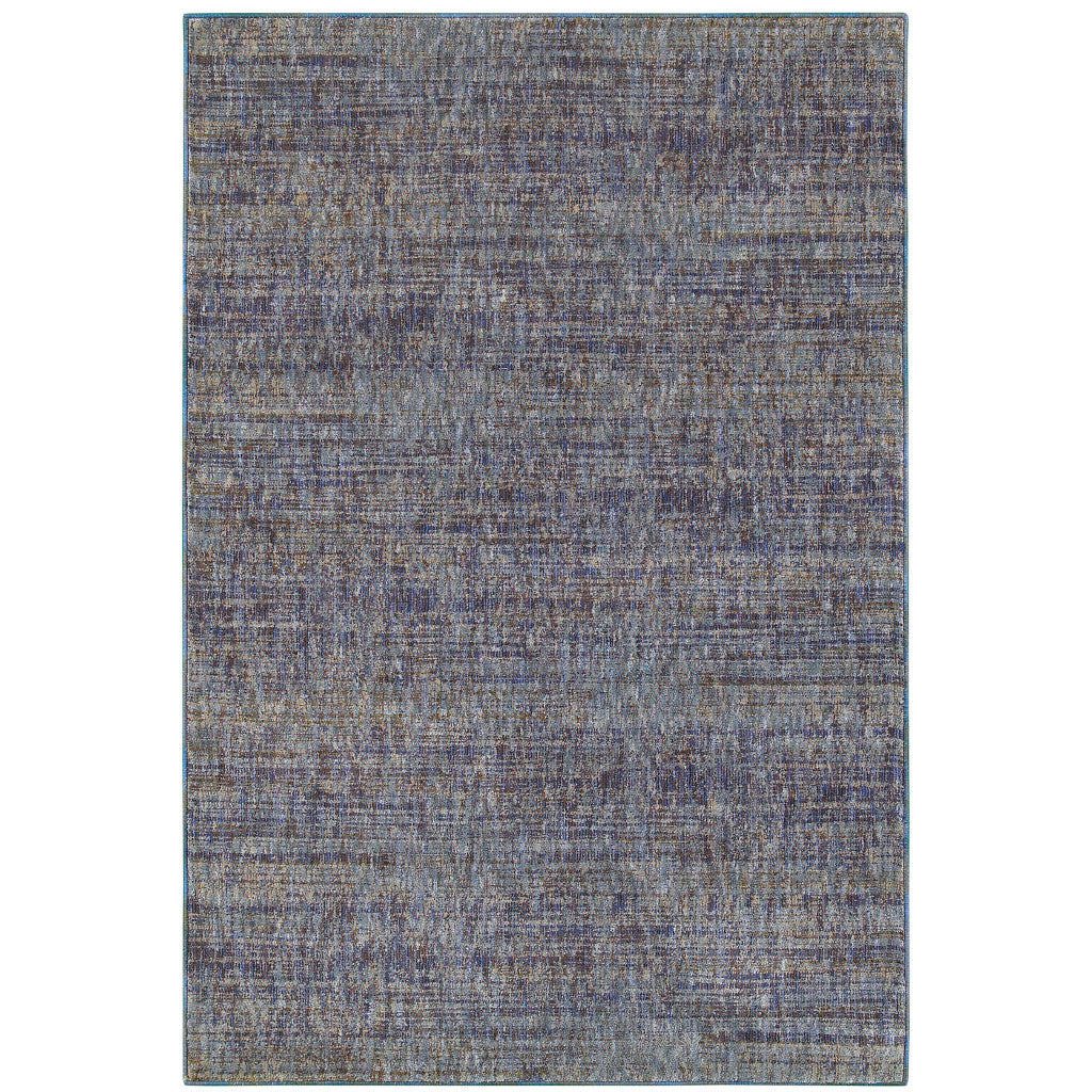 7' X 10' Blue and Ivory Power Loom Area Rug