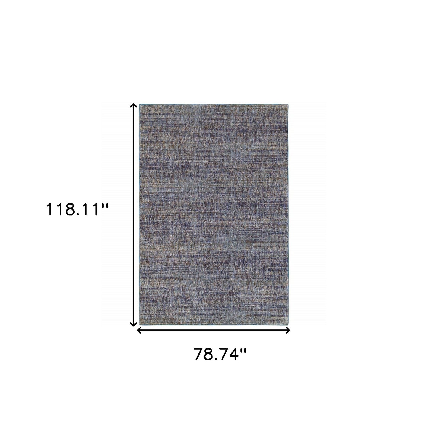 7' X 10' Blue and Ivory Power Loom Area Rug