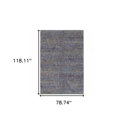 7' X 10' Blue and Ivory Power Loom Area Rug