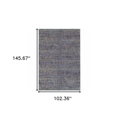 9' X 12' Blue and Ivory Power Loom Area Rug