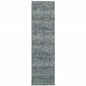 8' Runner Blue and Gray Power Loom Runner Rug