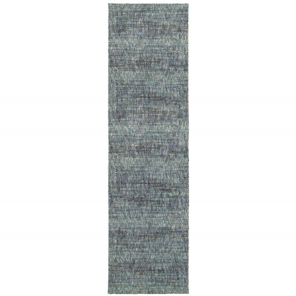 8' Blue And Gray Runner Rug