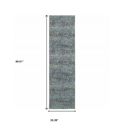 8' Blue And Gray Runner Rug