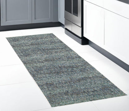 8' Runner Blue and Gray Power Loom Runner Rug