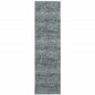 12' Blue Gray And Silver Runner Rug