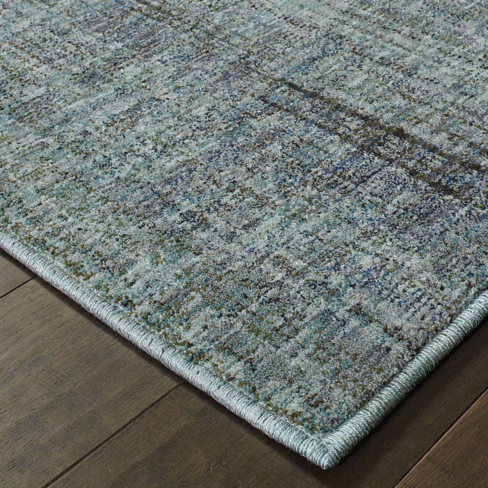 12' Blue Gray And Silver Runner Rug