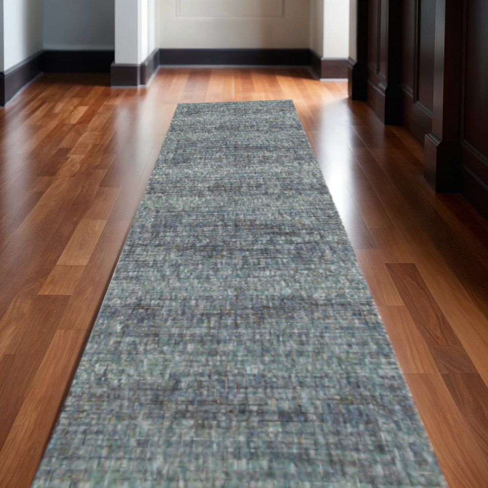 12' Blue Gray And Silver Runner Rug