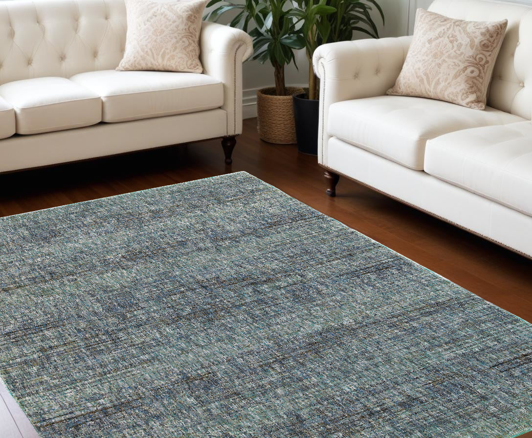 7' X 10' Blue and Gray Power Loom Area Rug