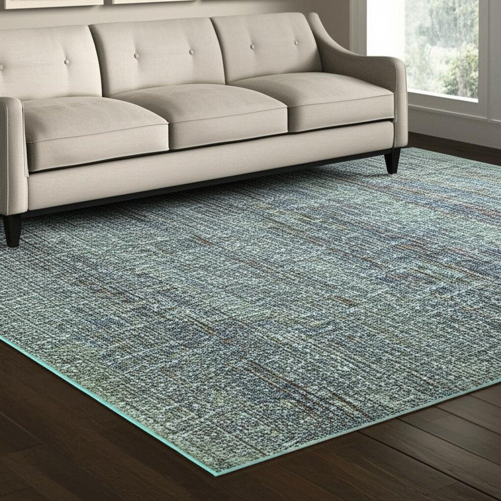 8' X 11' Blue and Gray Power Loom Area Rug