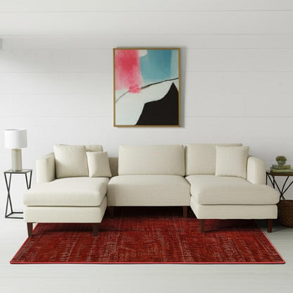 10' X 13' Red and Gray Power Loom Area Rug