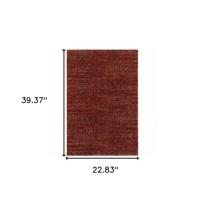 2' X 3' Red and Gray Power Loom Area Rug