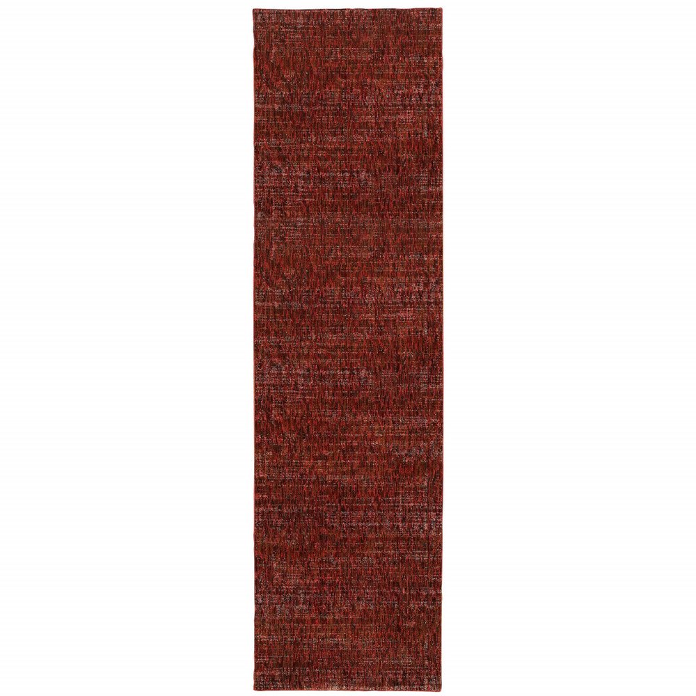 8' Red And Rust Distressed Runner Rug