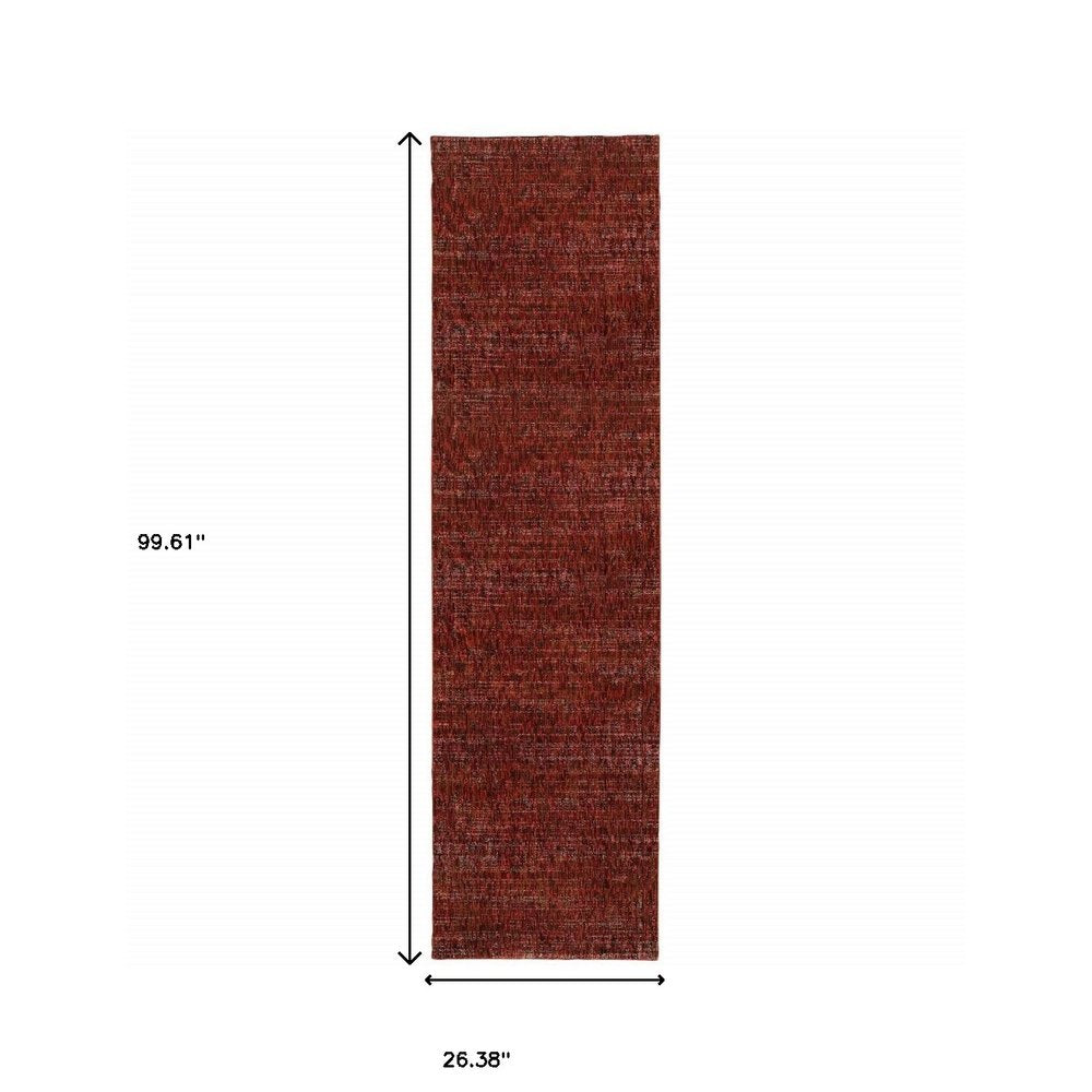 8' Red And Rust Distressed Runner Rug