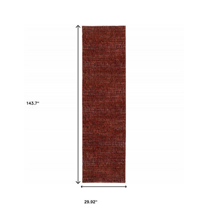 12' Red Gray And Charcoal Runner Rug