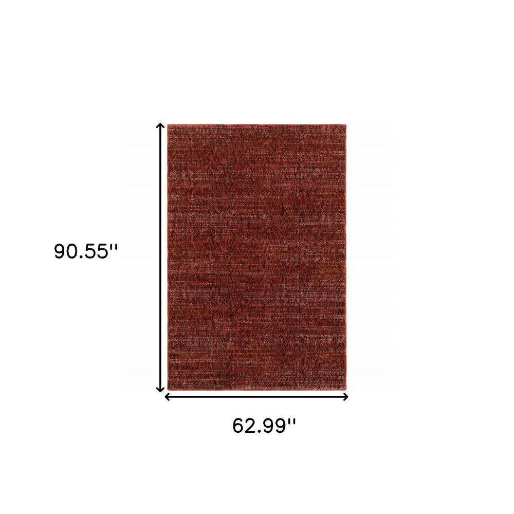 5' X 7' Red and Gray Power Loom Area Rug