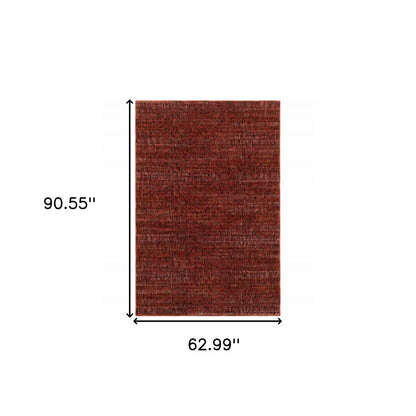 5' X 7' Red and Gray Power Loom Area Rug