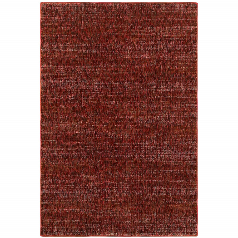 7' X 10' Red and Gray Power Loom Area Rug