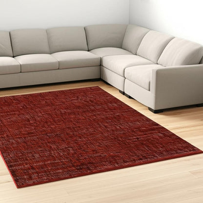 7' X 10' Red and Gray Power Loom Area Rug