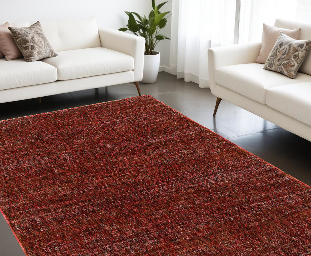 9' X 12' Red and Gray Power Loom Area Rug