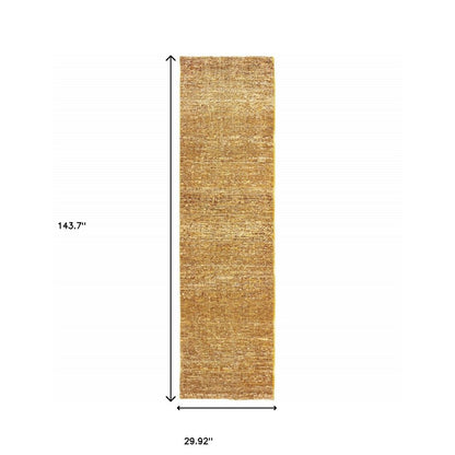 12' Brown And Ivory Runner Rug