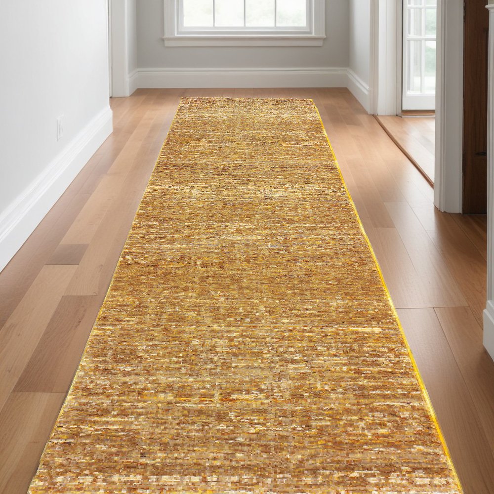 12' Brown And Ivory Runner Rug