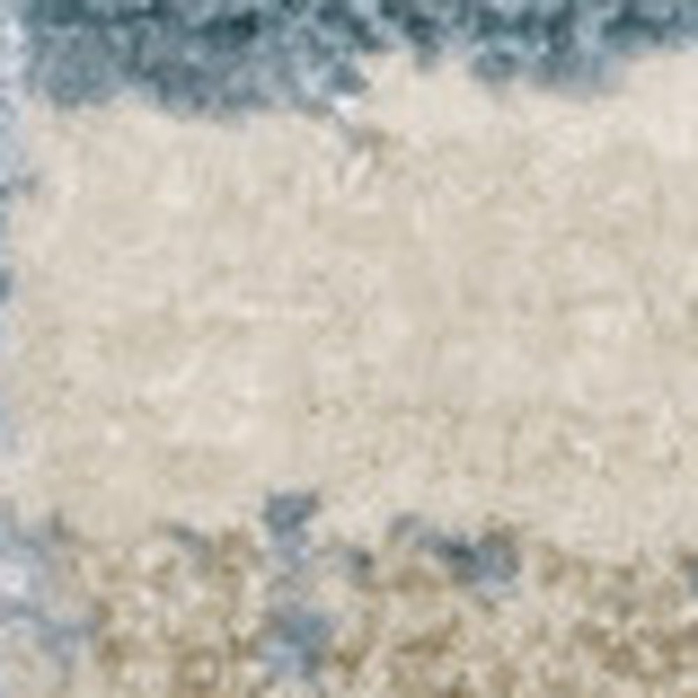 8' Blue And Beige Abstract Distressed Runner Rug With Fringe