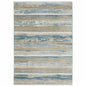 4' X 6' Ivory Beige Grey Blue And Tan Abstract Power Loom Stain Resistant Area Rug With Fringe