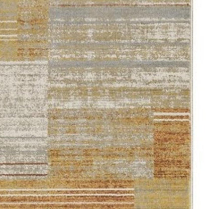 2' X 8' Brown And Ivory Geometric Power Loom Runner Rug With Fringe