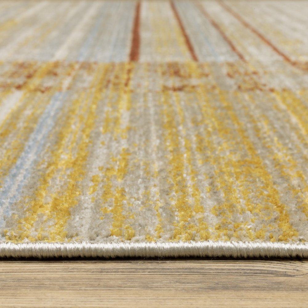 2' X 8' Brown And Ivory Geometric Power Loom Runner Rug With Fringe