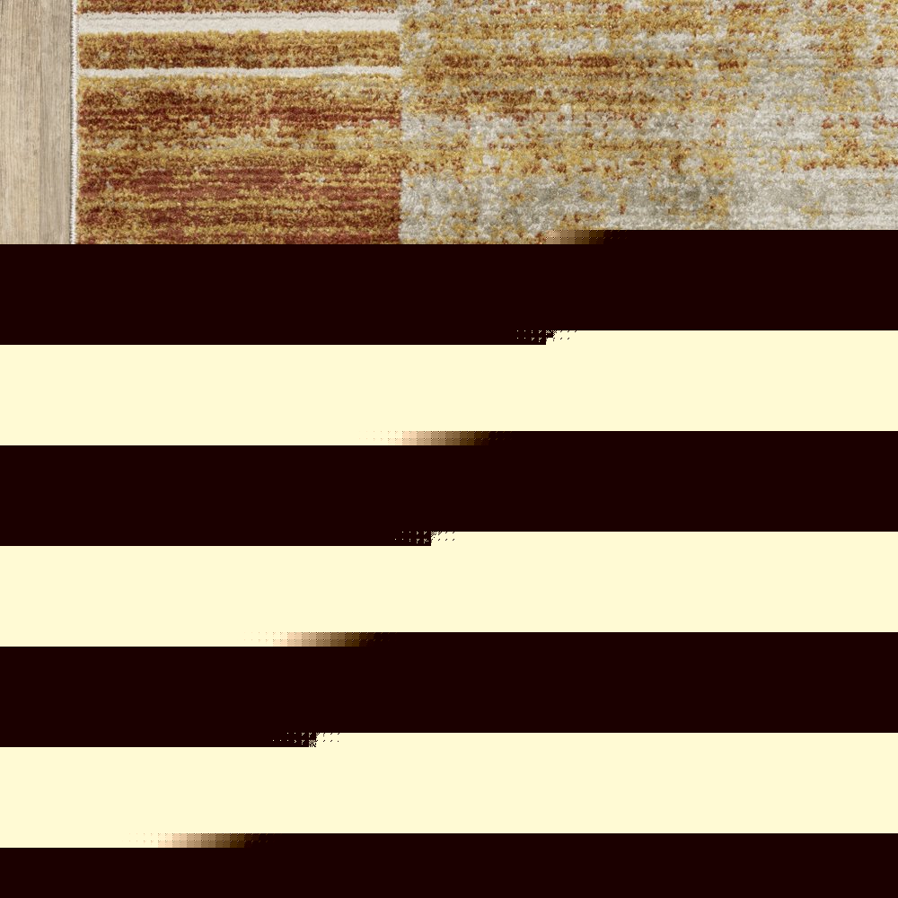 4' X 6' Rust Gold Blue Grey Ivory And Tan Geometric Power Loom Stain Resistant Area Rug With Fringe