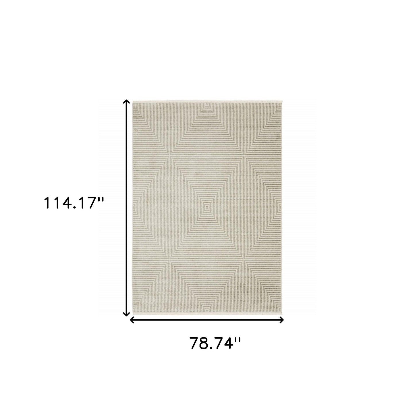 6' X 9' Beige and Ivory Geometric Power Loom Area Rug