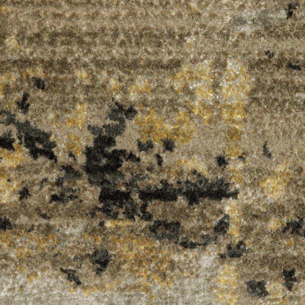 4' X 6' Gray and Black Abstract Power Loom Area Rug With Fringe