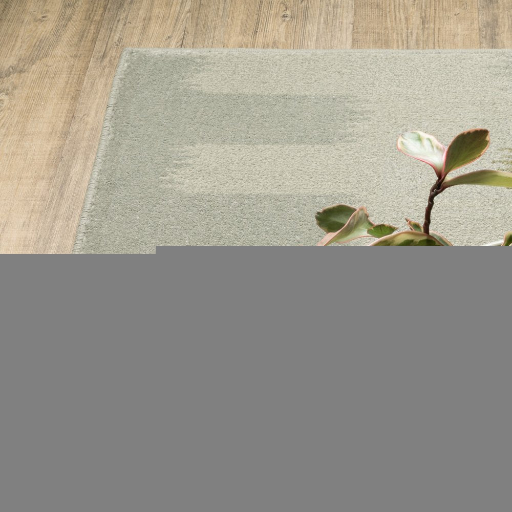 2' X 8' Beige Grey Gold And Green Geometric Power Loom Stain Resistant Runner Rug