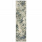 2' X 8' Beige Teal Grey And Gold Abstract Power Loom Stain Resistant Runner Rug