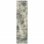 2' X 8' Beige Teal Grey And Gold Abstract Power Loom Stain Resistant Runner Rug